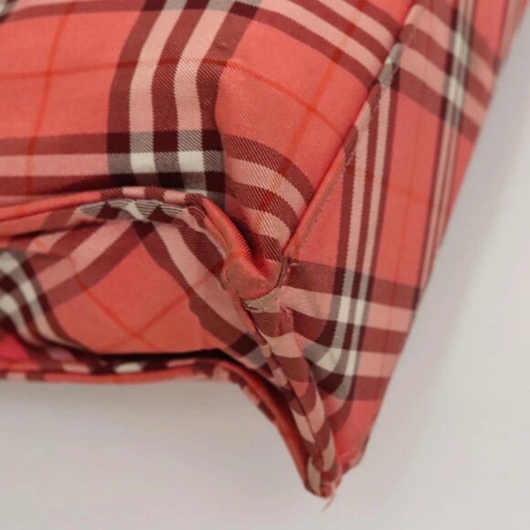 BURBERRY Nova Check Blue Label Hand Bag Nylon Pink Silver Auth hs1706 - Picture 5 of 16